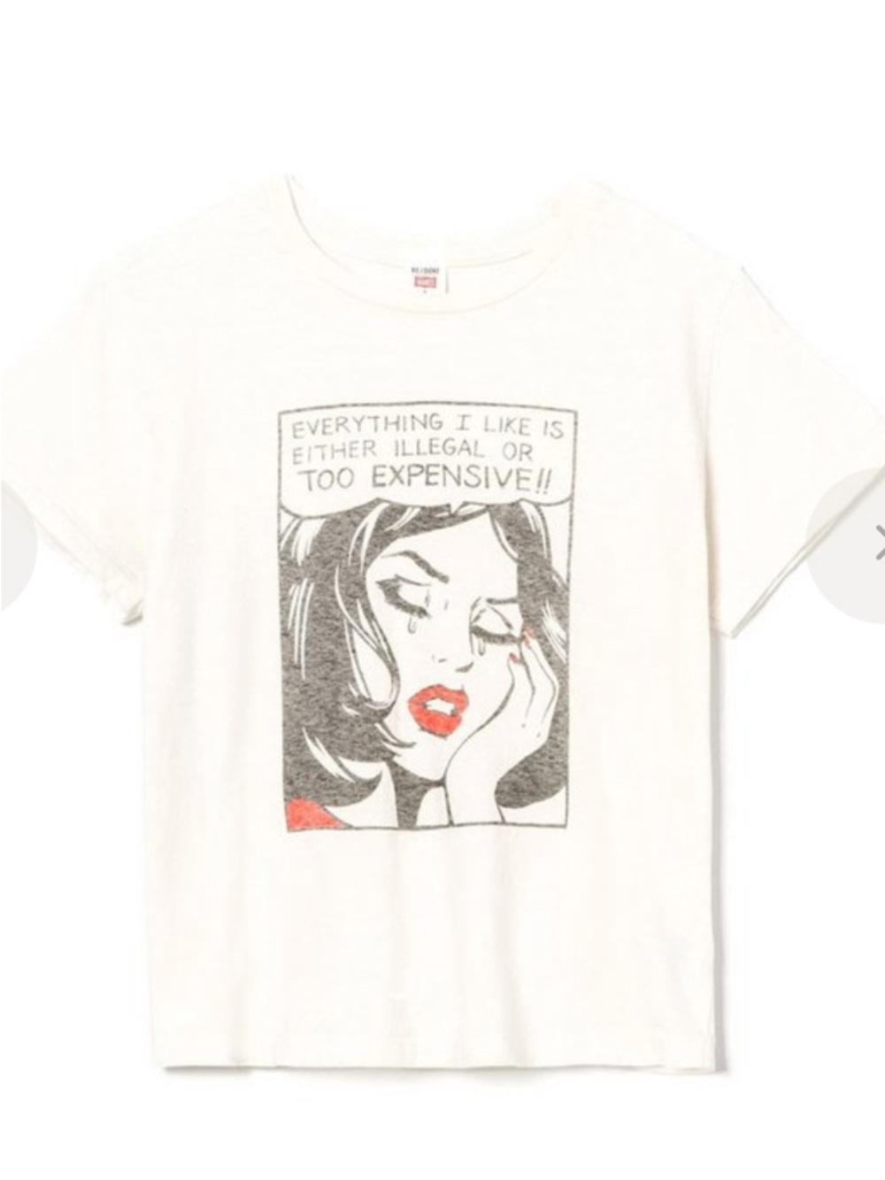 Re/Done White Graphic Pop-Art Tee with Red Accent - Picture 2 of 4